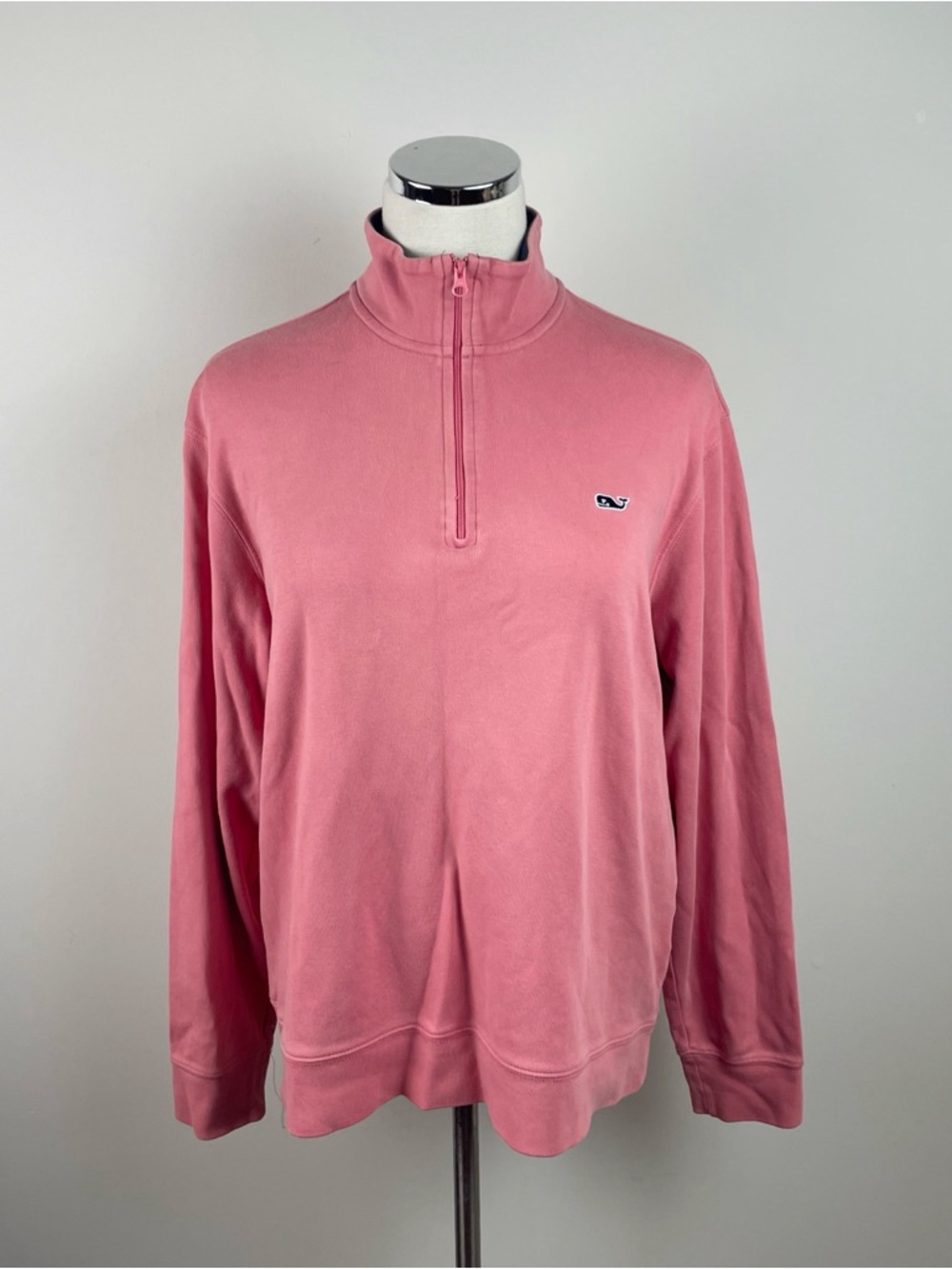 Vineyard Vines Solid Pink Long Sleeve Quarter Zip Top Women Small Cotton